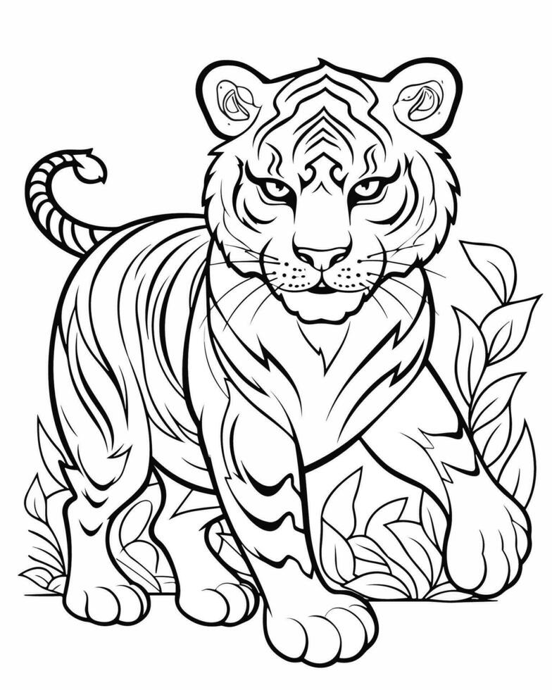 tiger coloring page vector