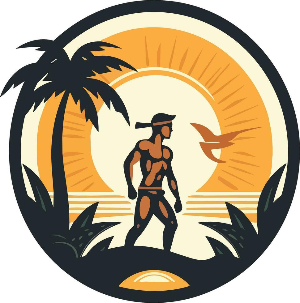 tropical hawaiano chico logo vector