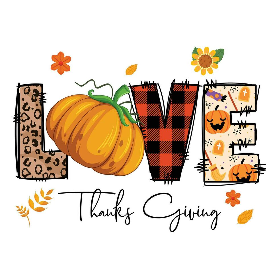 Love thanksgiving pumpkin vector