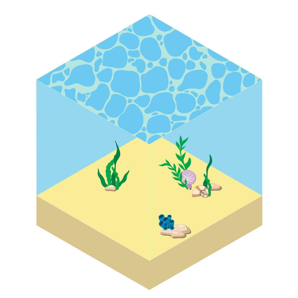 seabed isometric illustration vector