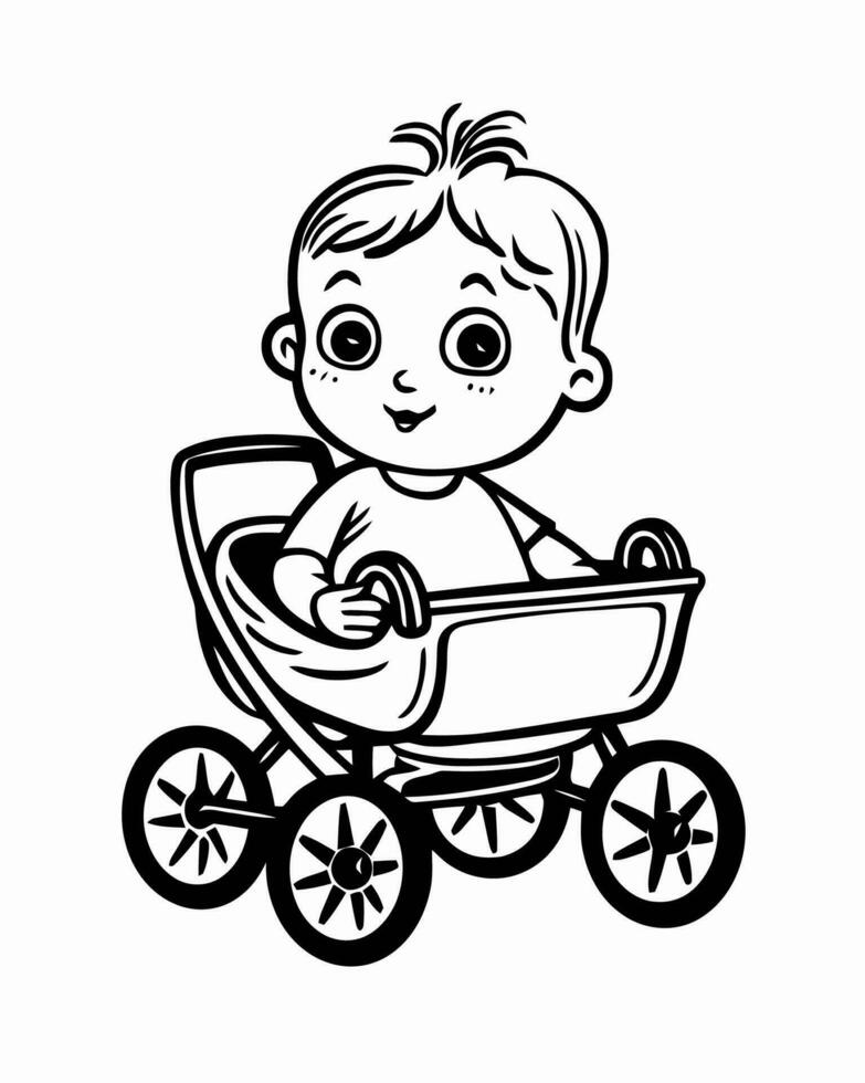 baby in stroller vector