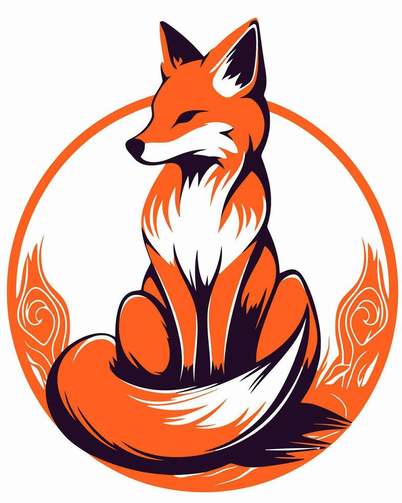orange fox logo vector