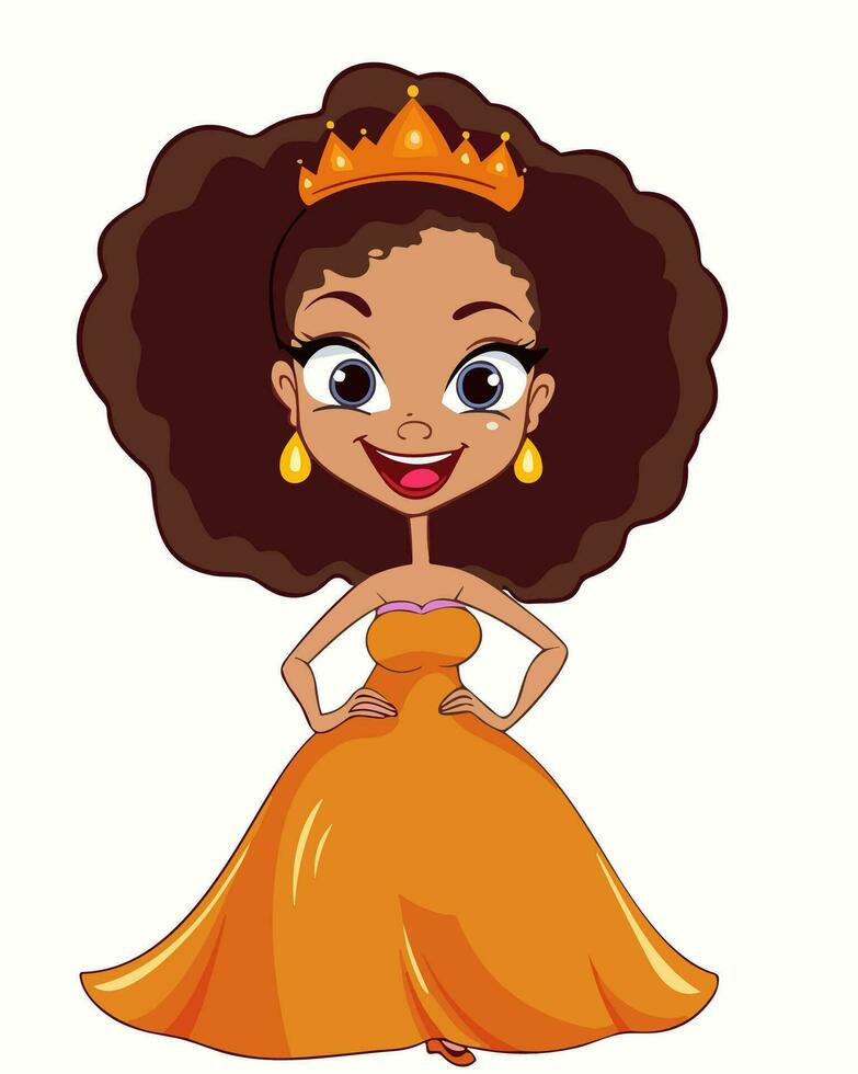 happy princess and crown vector