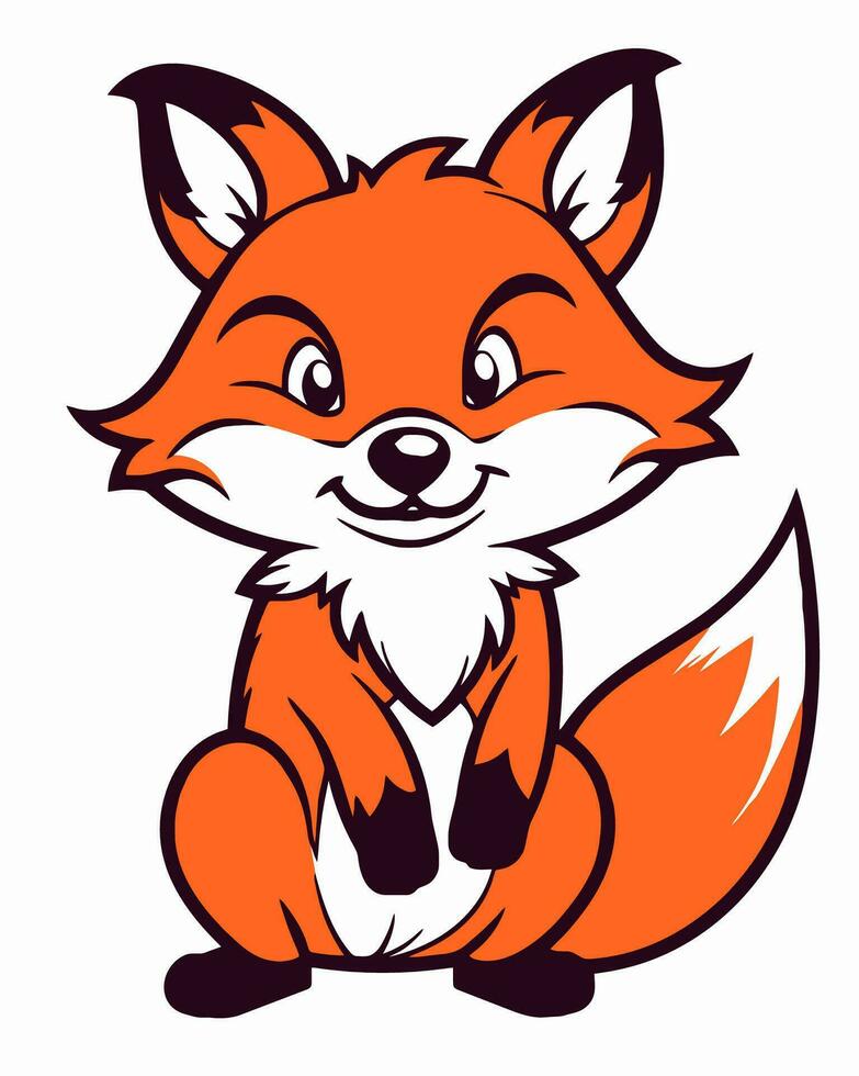 fascinated cartoon fox vector