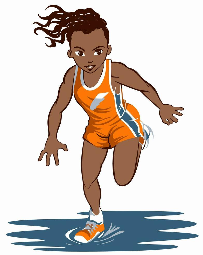 black girl running vector