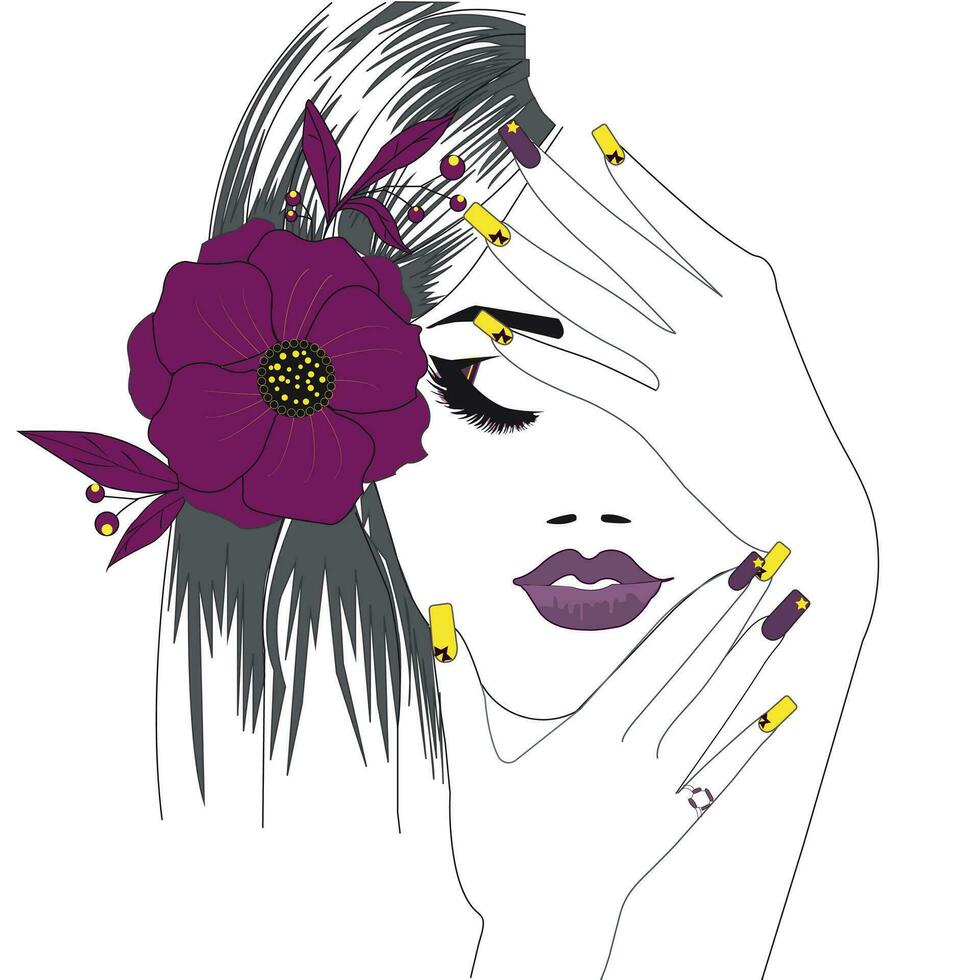 Face art by line and vector art
