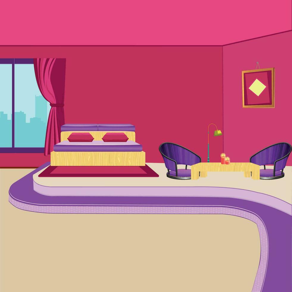 vector art bedroom design