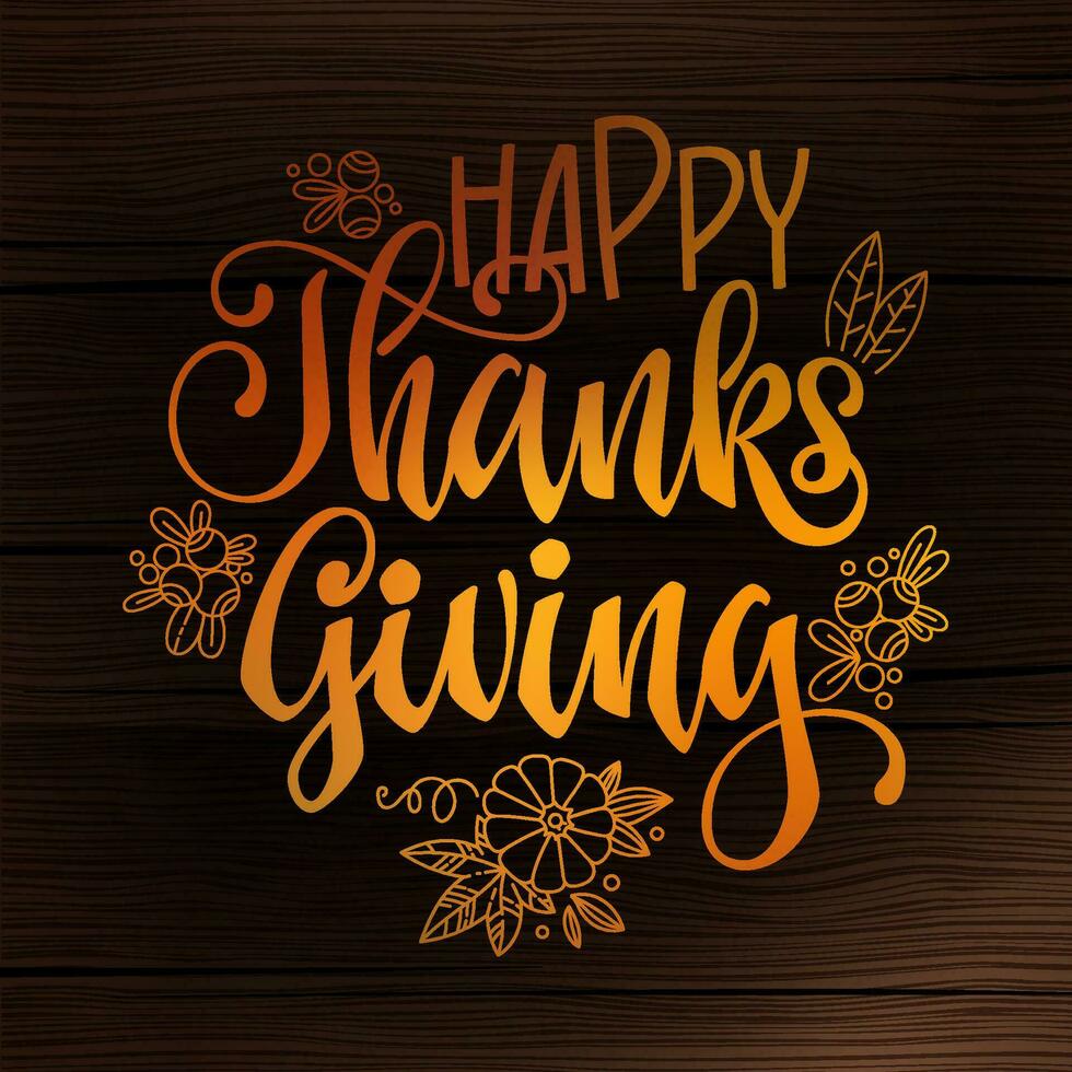 Happy thanksgiving - quote. Thanksgiving dinner theme hand drawn lettering phrase. vector