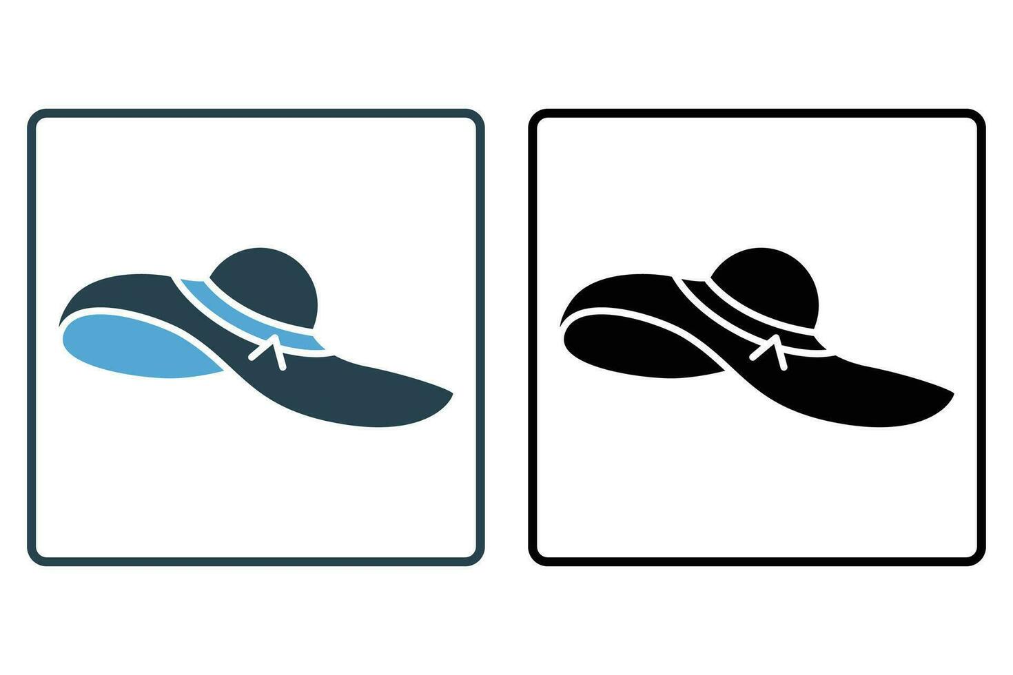 Beach hat icon. icon related to beach holidays, women's hat. Solid icon style design. Simple vector design editable