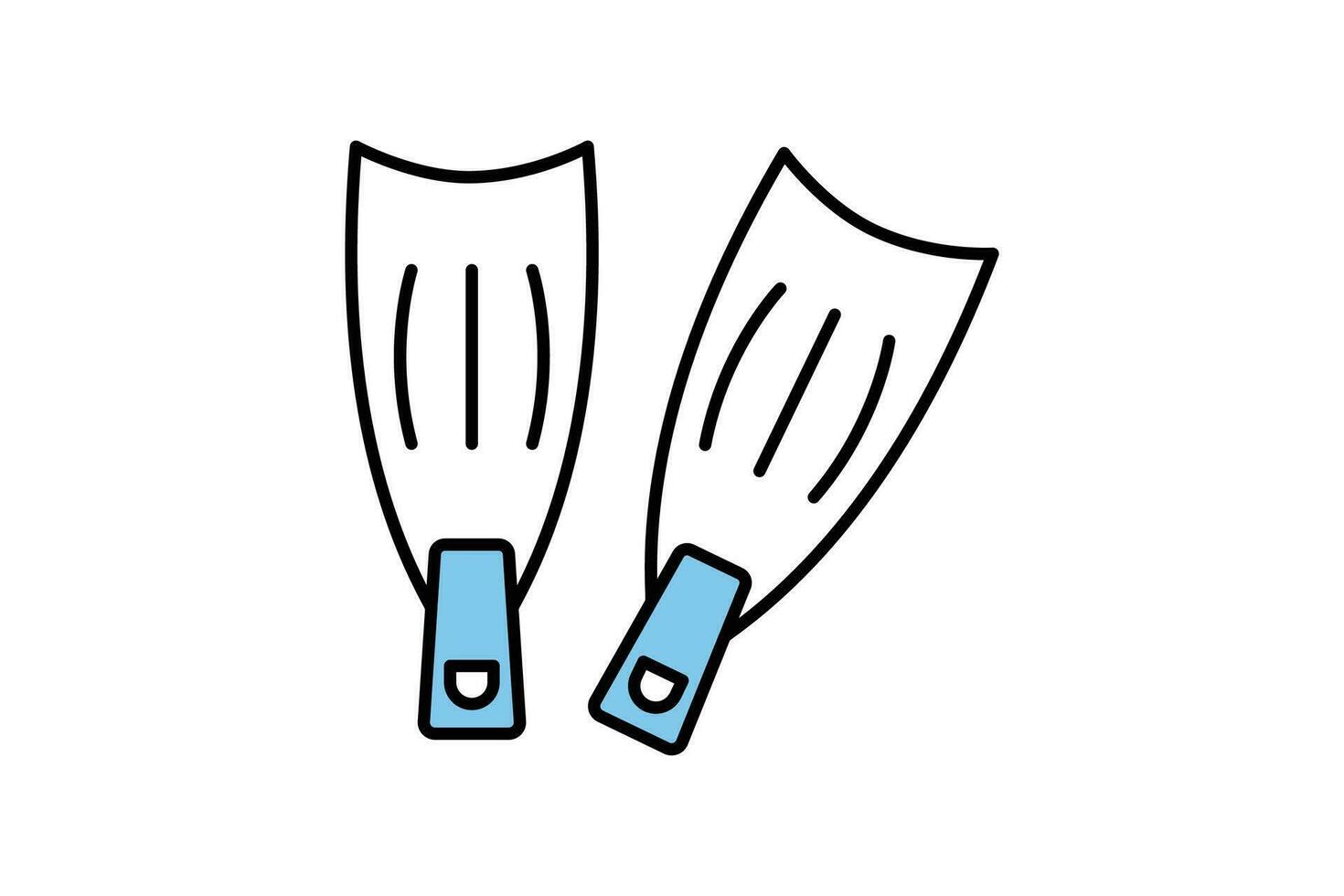 Flippers icon. icon related to diving, summer, swimming. Two tone icon style design. Simple vector design editable