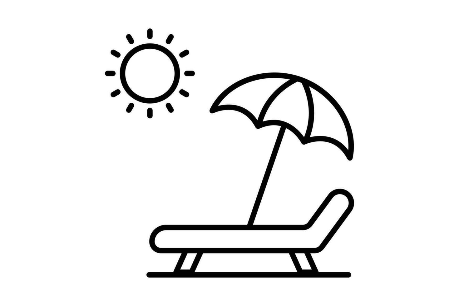 cama solar icono. icono relacionado a mar, verano. contiene íconos playa, sol, silla, relajación. línea icono estilo diseño. sencillo vector diseño editable