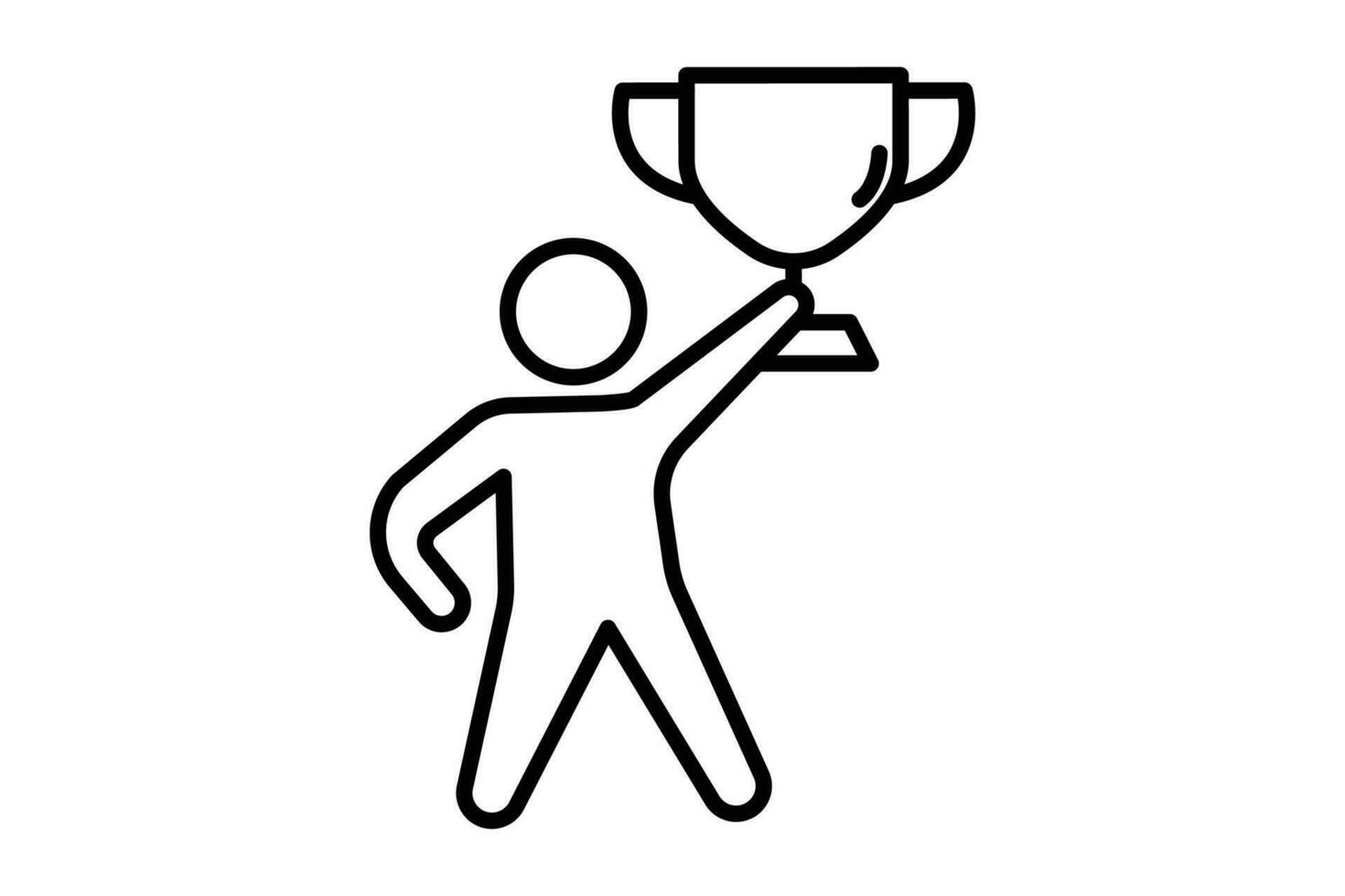 Winner icon. Man holding trophy cup. icon related to celebration, winner, success, reward. Line icon style design. Simple vector design editable