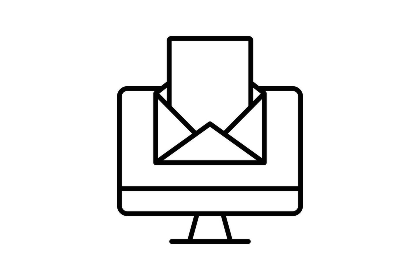 Email marketing icon. Computer with open letter envelope. icon related to digital marketing. Line icon style design. Simple vector design editable