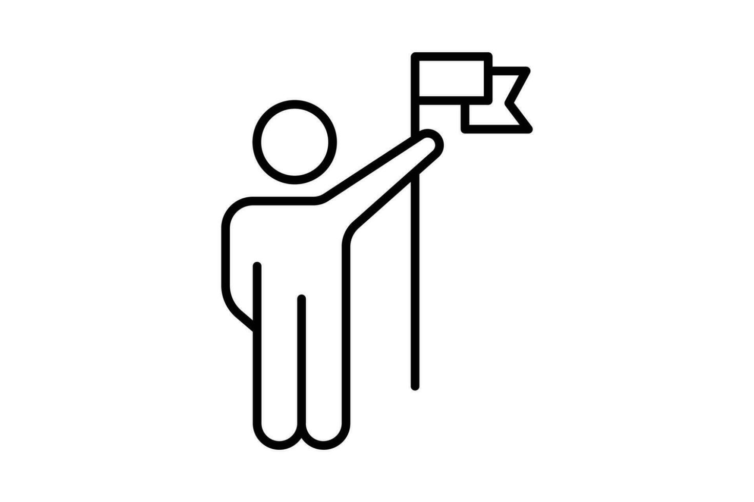 Success Icon. People holding flag. icon related to Champion, winner, victory. Line icon style design. Simple vector design editable