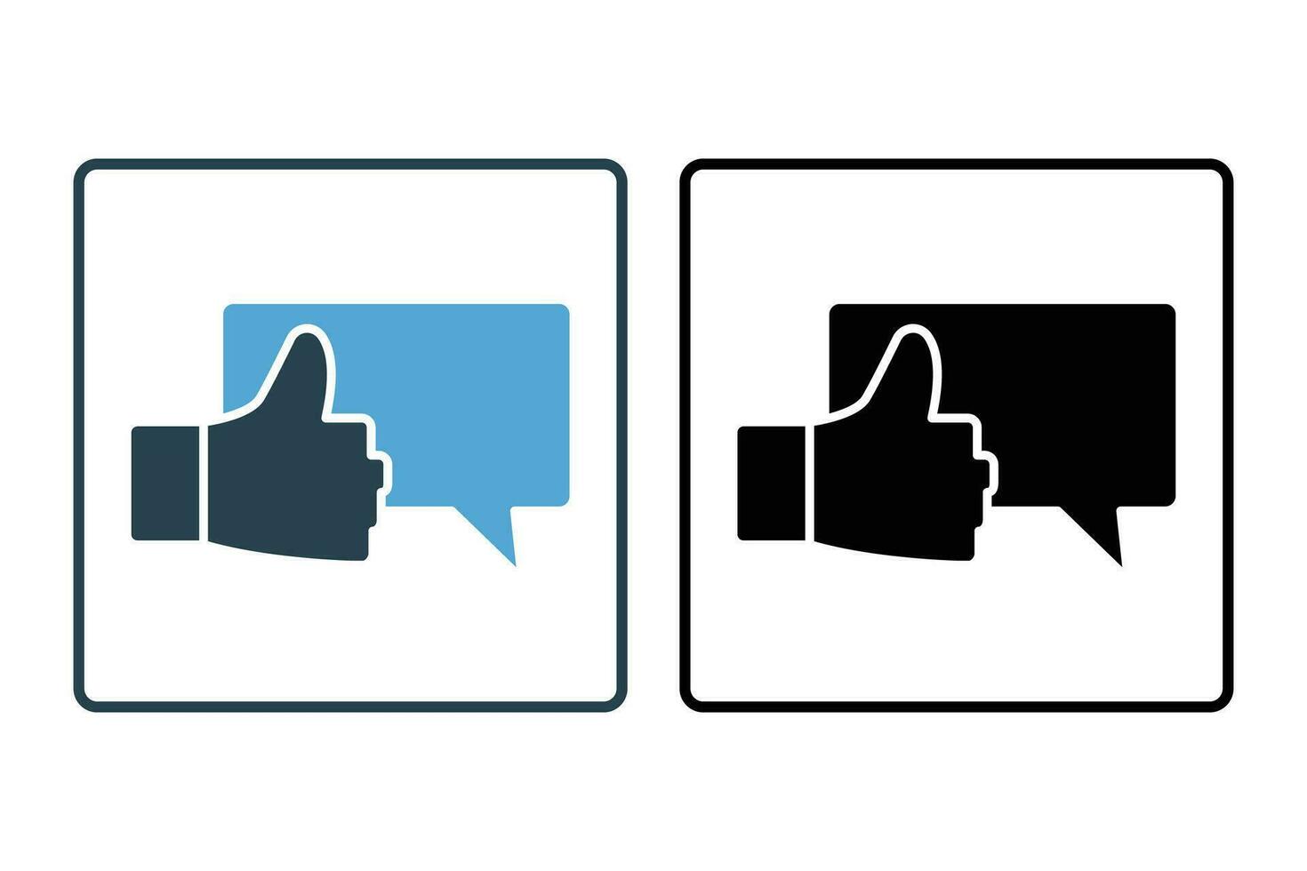 feedback icon. Thumb with chat. icon related to high grade, client recommend, feedback, digital marketing. Solid icon style design. Simple vector design editable