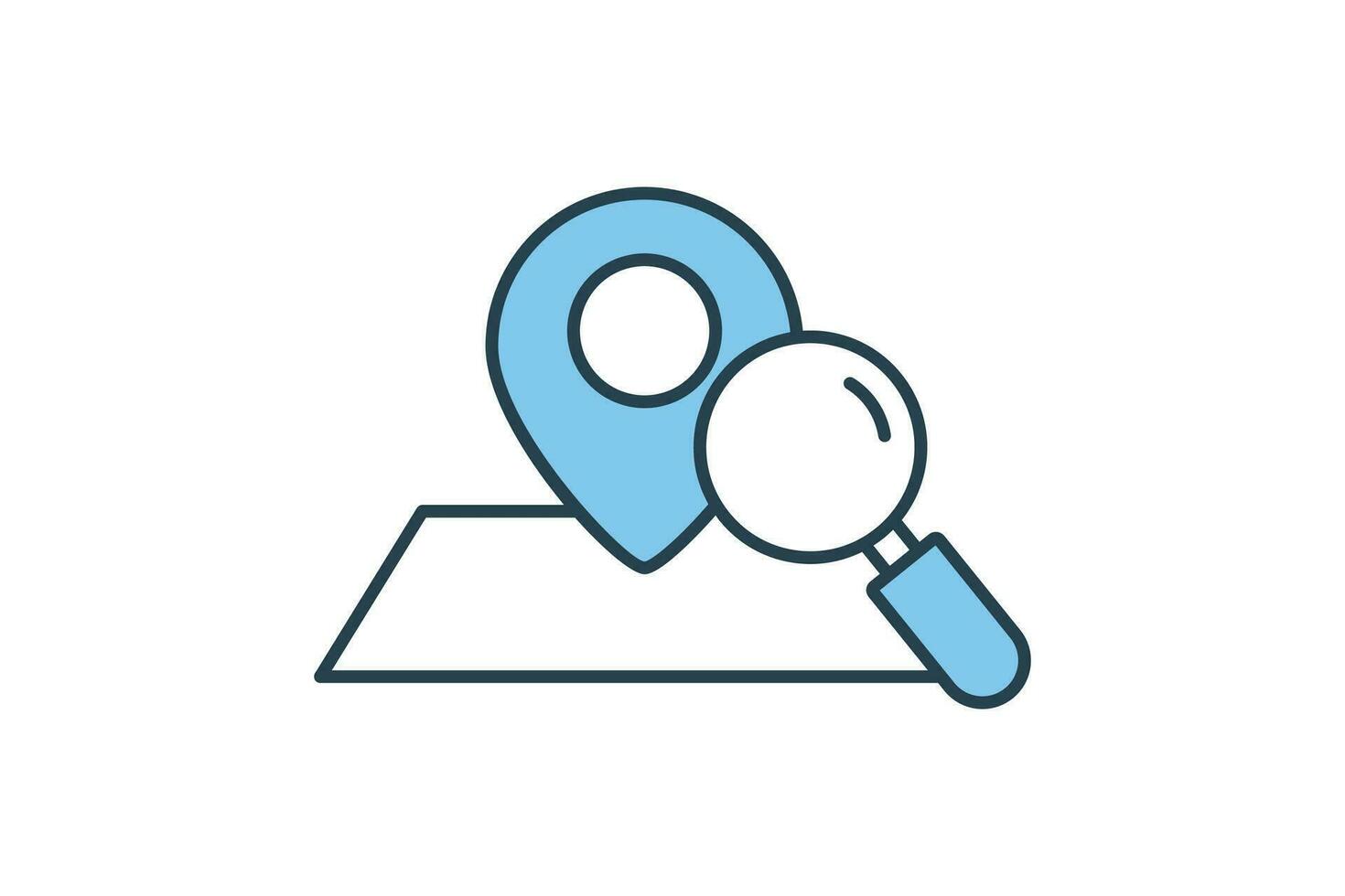 Find location icon. location with Magnifying Glass. Flat line icon style design. Simple vector design editable