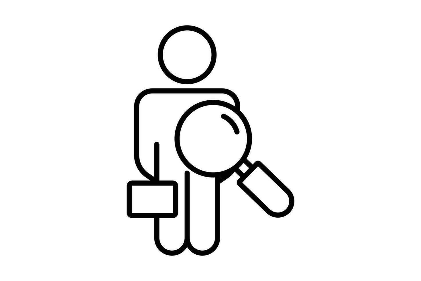 Find employee icon. Magnifying glass with man. Line icon style design. Simple vector design editable