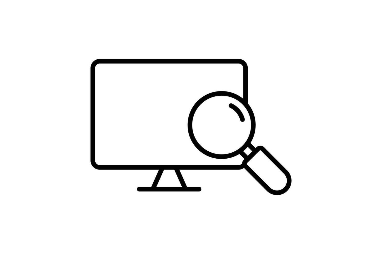 Screen and Magnifying Glass icon. icon related to Find, Search. Line icon style design. Simple vector design editable