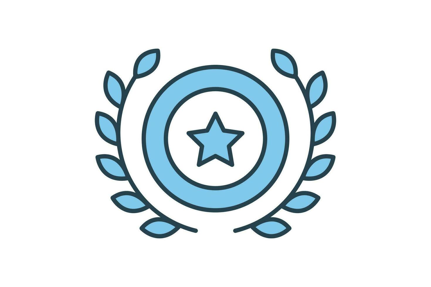 Medal icon with laurel wreath. icon related to celebration, winner, success, reward. Flat line icon style design. Simple vector design editable
