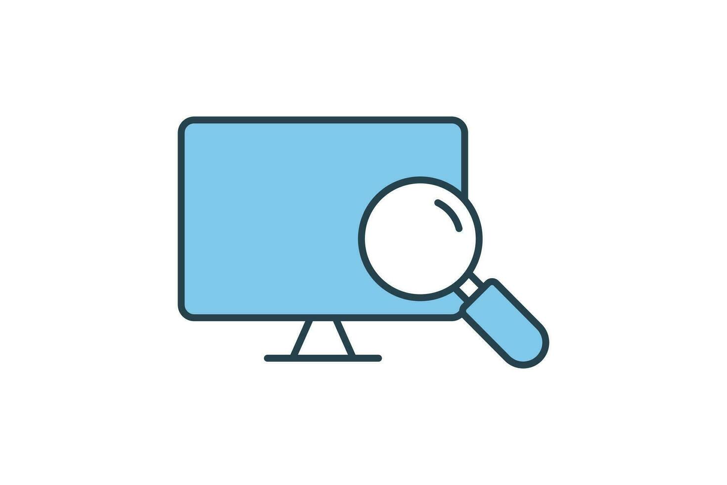 Screen and Magnifying Glass icon. icon related to Find, Search. Flat line icon style design. Simple vector design editable