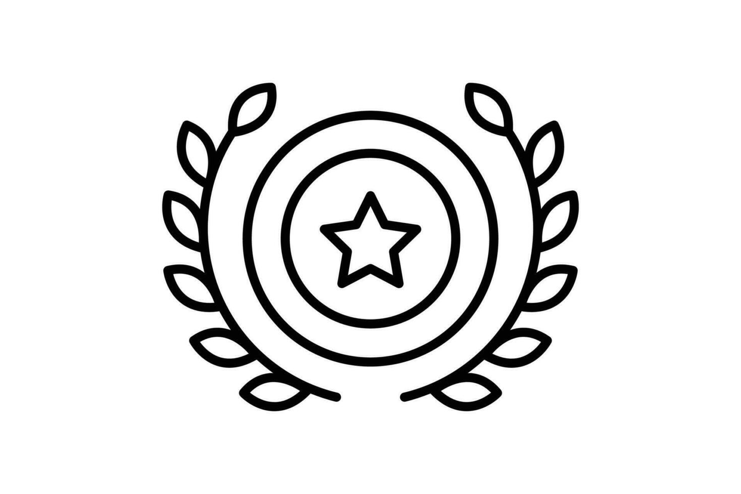 Medal icon with laurel wreath. icon related to celebration, winner, success, reward. Line icon style design. Simple vector design editable