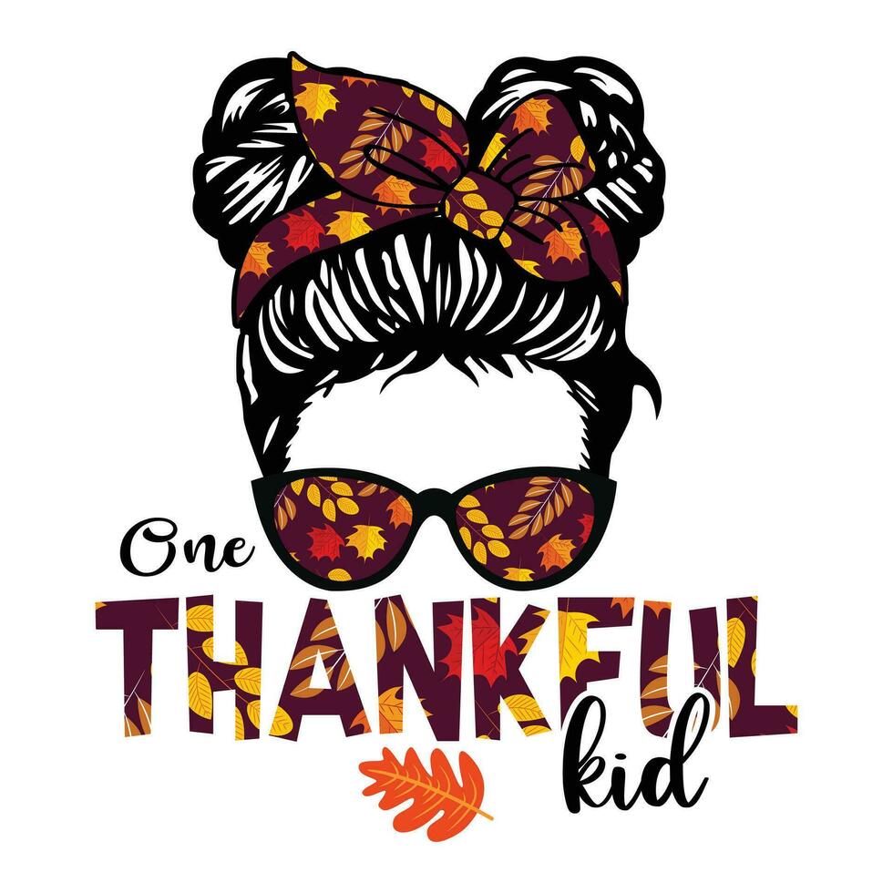 One thankful kid, Thanksgiving vector