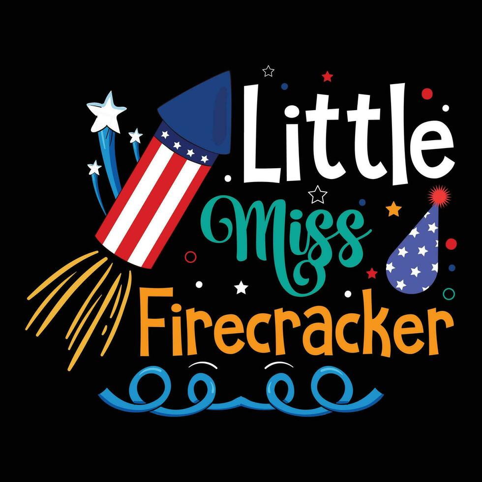 Little miss firecracker 4th of July vector