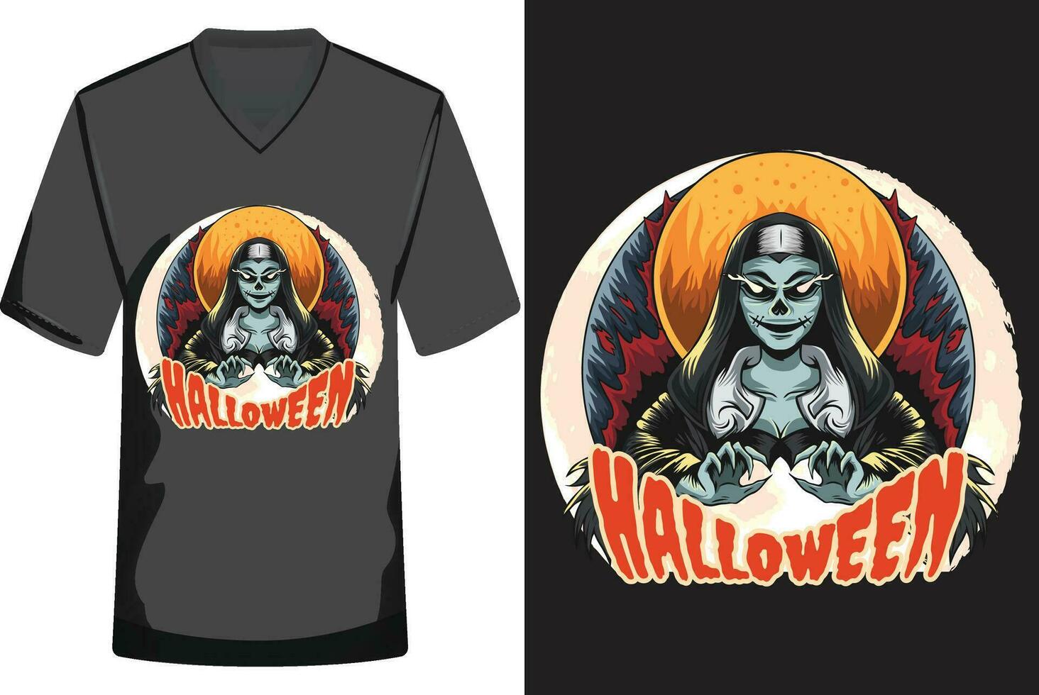 Halloween illustration T-shirt design vector