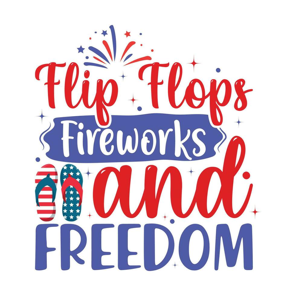 Flip flops fireworks and freedom 4th of july vector