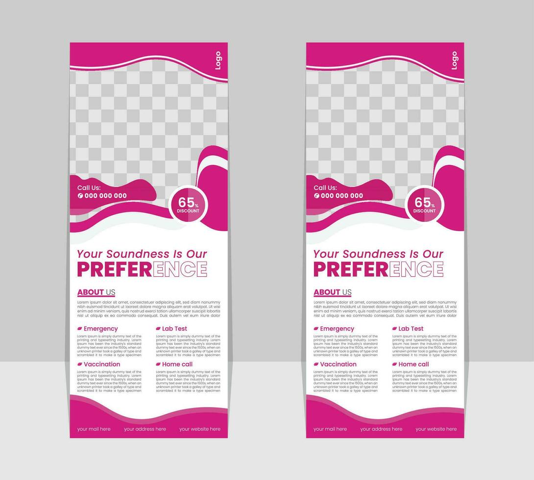 Modern Medical Healthcare X Roll Up Banner Design Template with beautiful shapes and gradient color Pro Vector