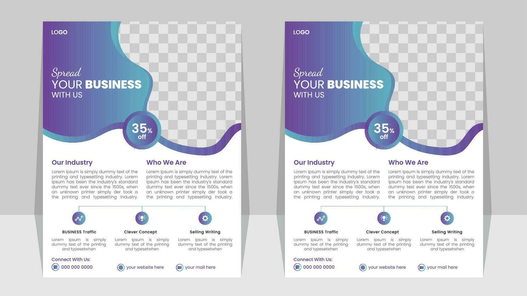 Business Flyer Template with Mockup Pro Vector