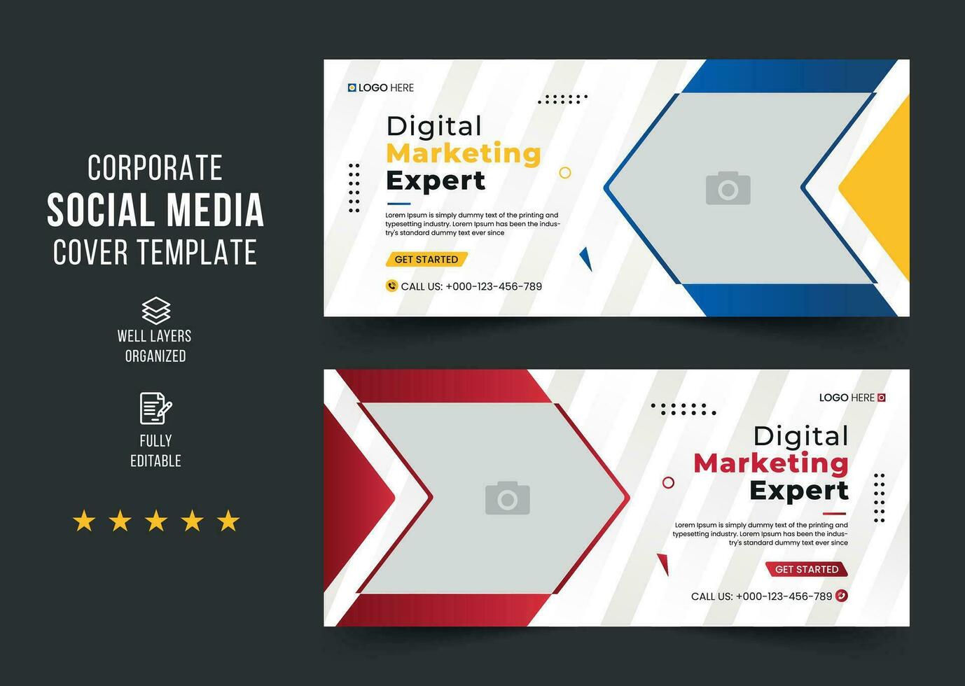 Digital marketing corporate social media cover banner template. Business banner template and web banner template design for social media post. Creative business cover. vector cover banner