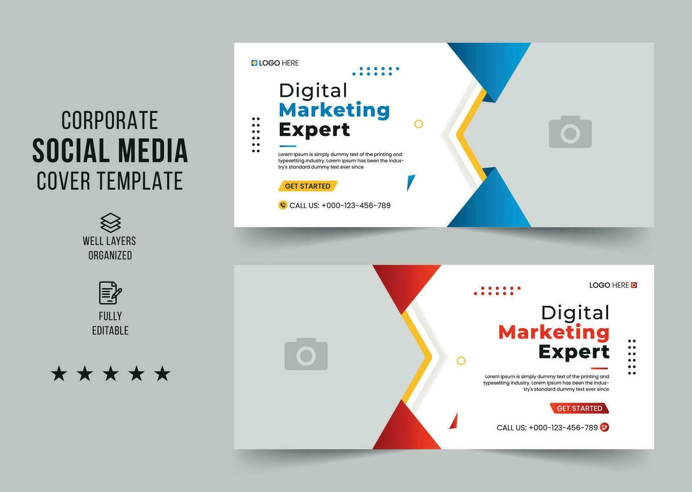 Digital marketing corporate social media cover banner template. Business banner template and web banner template design for social media post. Creative business cover. vector cover banner