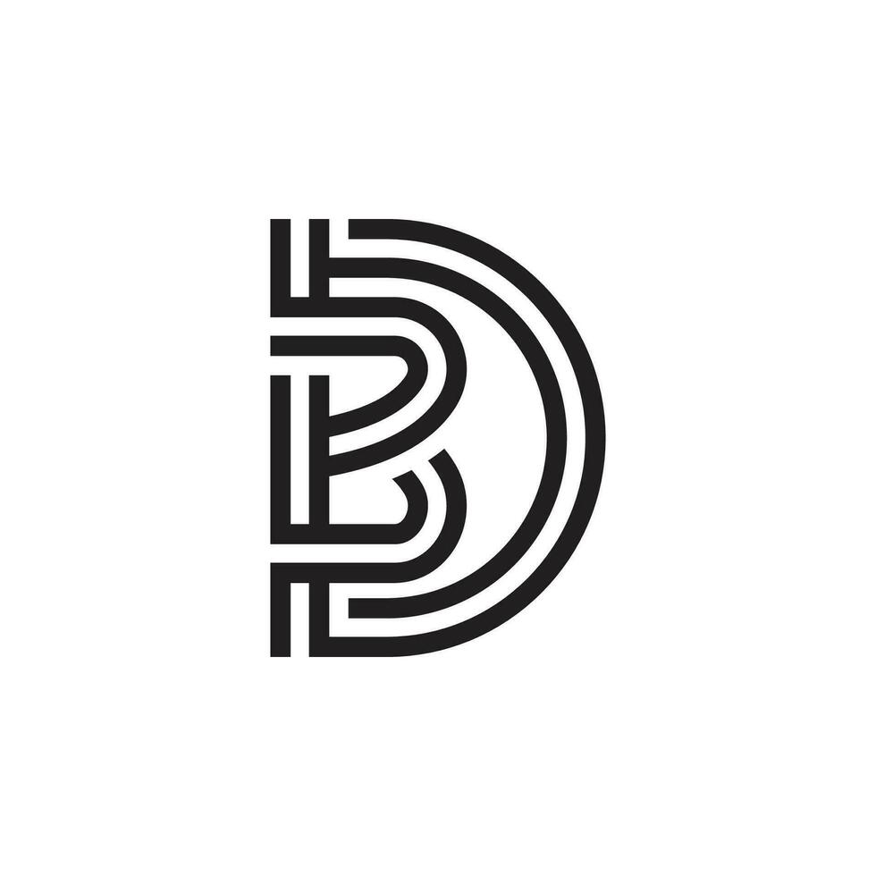 Monoline Letter DB or BD Logo Design Vector