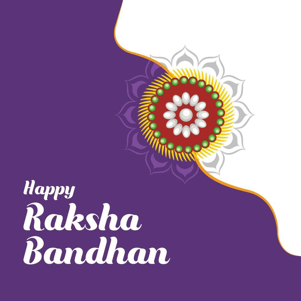 illustration of greeting card with decorative Rakhi on Purple background for Raksha Bandhan, Indian festival. vector