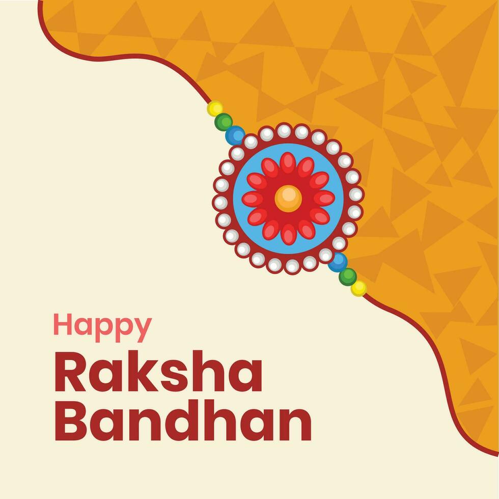 illustration of greeting card with decorative Rakhi on colorfull background for Raksha Bandhan vector