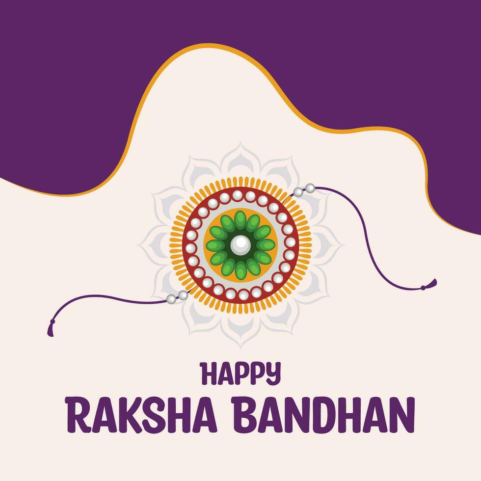 illustration of greeting card with decorative Rakhi for Raksha Bandhan, Indian festival. vector