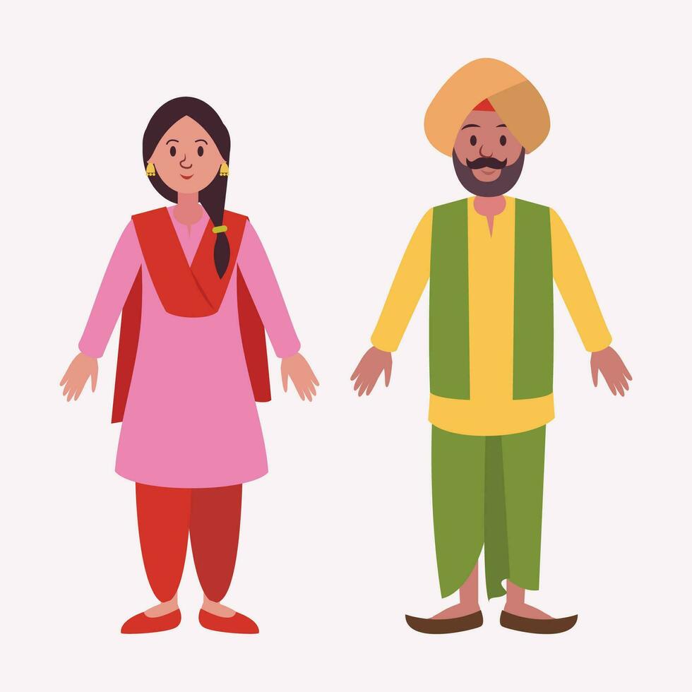 Vector illustration of Indian Punjabi Couple Character