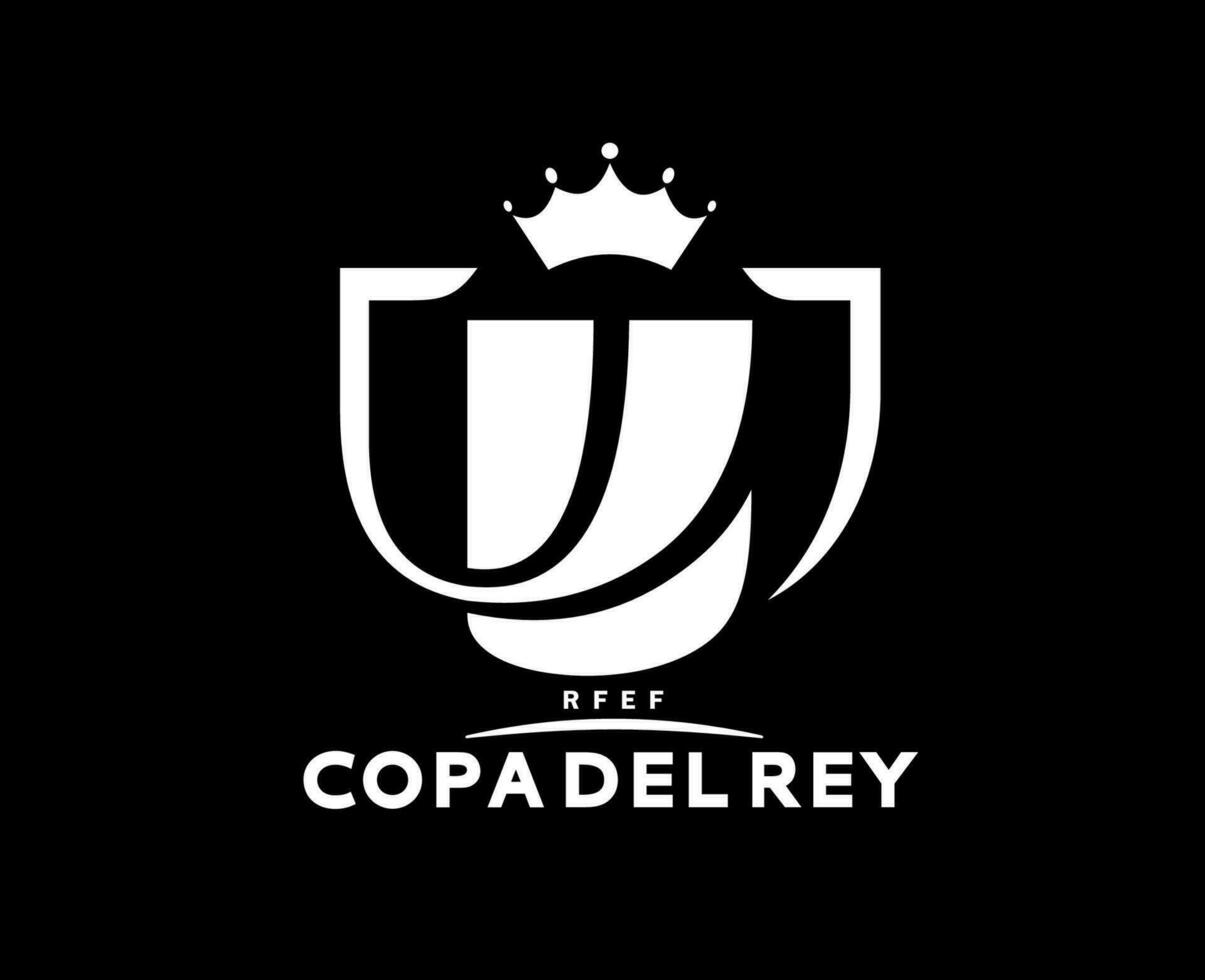 Copa Del Rey Spain Logo With Name White Symbol Abstract Design Vector Illustration With Black Background