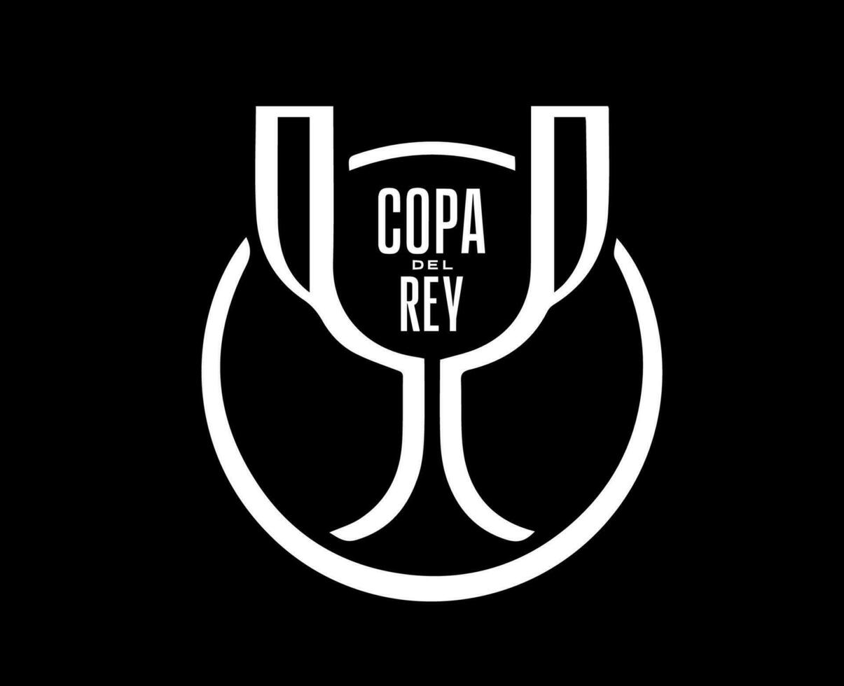 copa del rey logo con nombre blanco símbolo resumen diseño vector ilustración con negro antecedentes