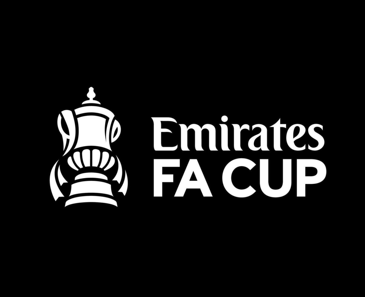 Emirates Fa Cup Logo With Name White Symbol Abstract Design Vector Illustration With Black Background