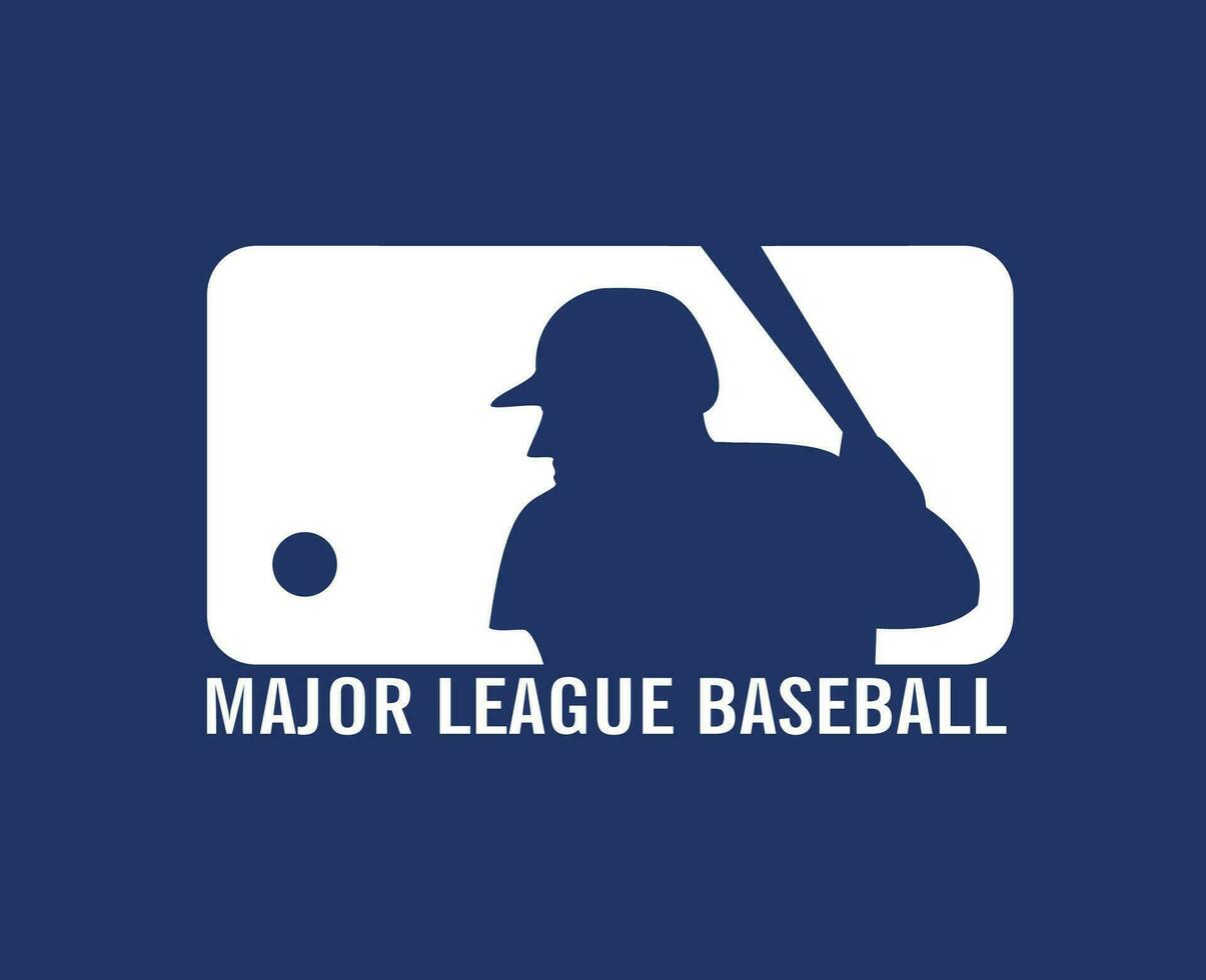mayor liga béisbol logo blanco símbolo resumen diseño vector ilustración con azul antecedentes