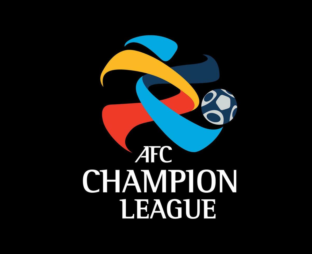 Afc Champions League Logo With Name Symbol Football Asian Abstract Design Vector Illustration With Black Background