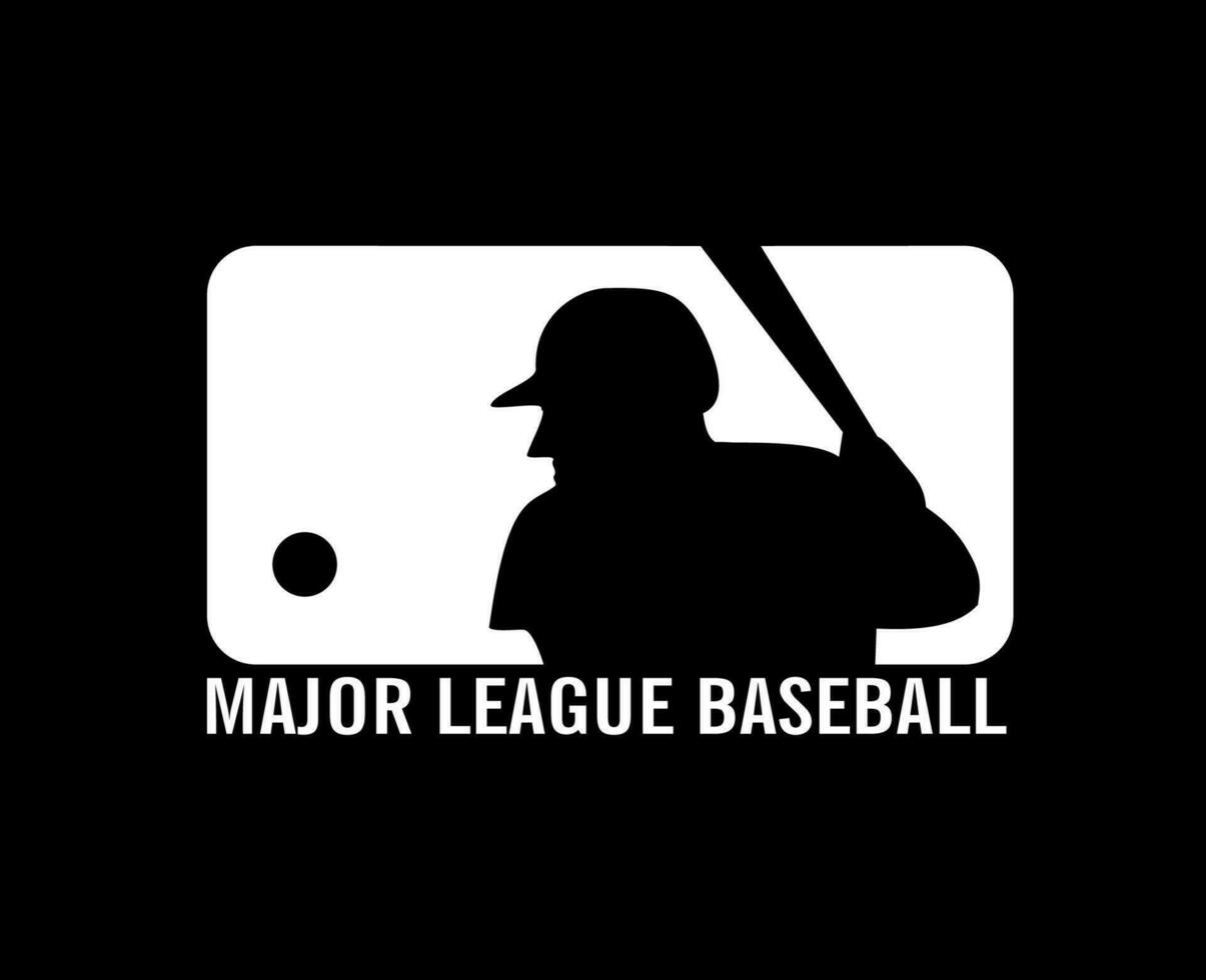 mayor liga béisbol logo blanco símbolo resumen diseño vector ilustración con negro antecedentes