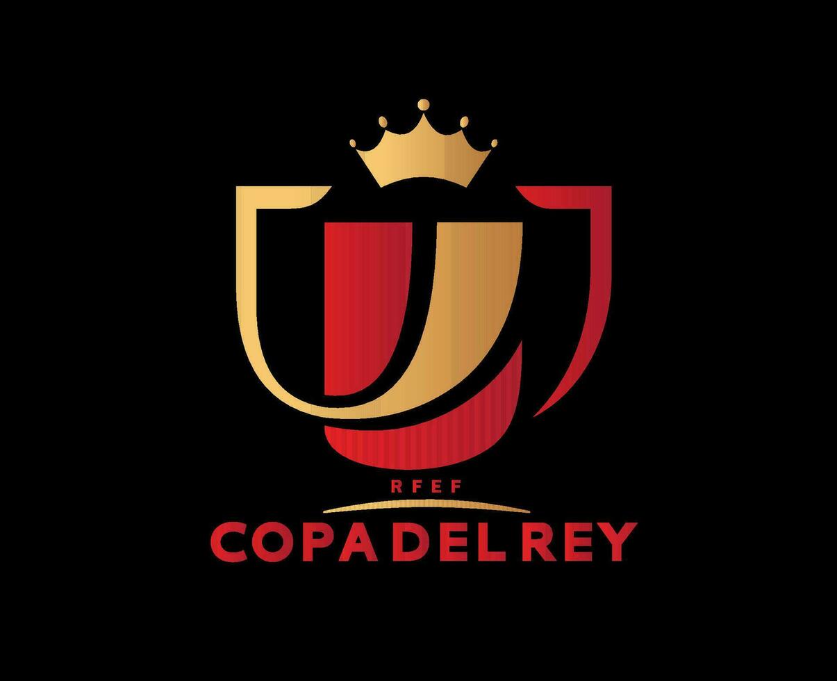 Copa Del Rey Spain Logo With Name Symbol Abstract Design Vector Illustration With Black Background