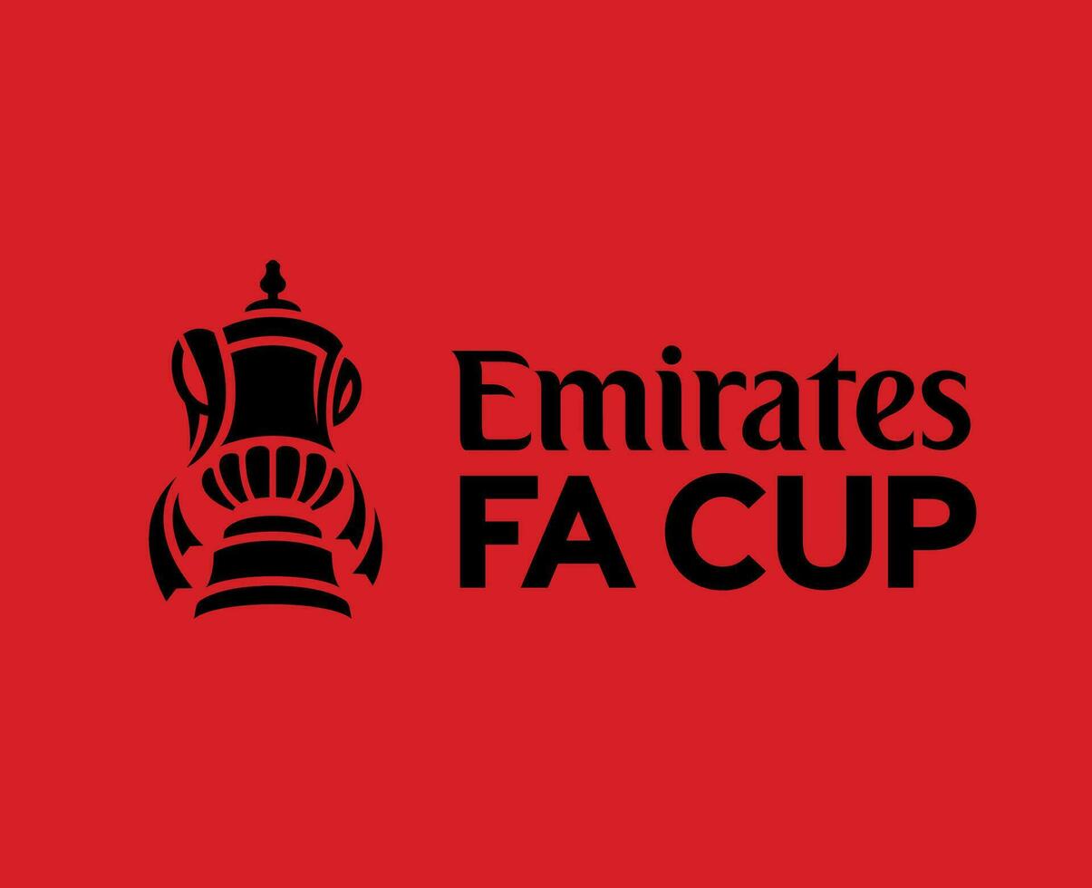 Emirates Fa Cup Logo With Name Black Symbol Abstract Design Vector Illustration With Red Background