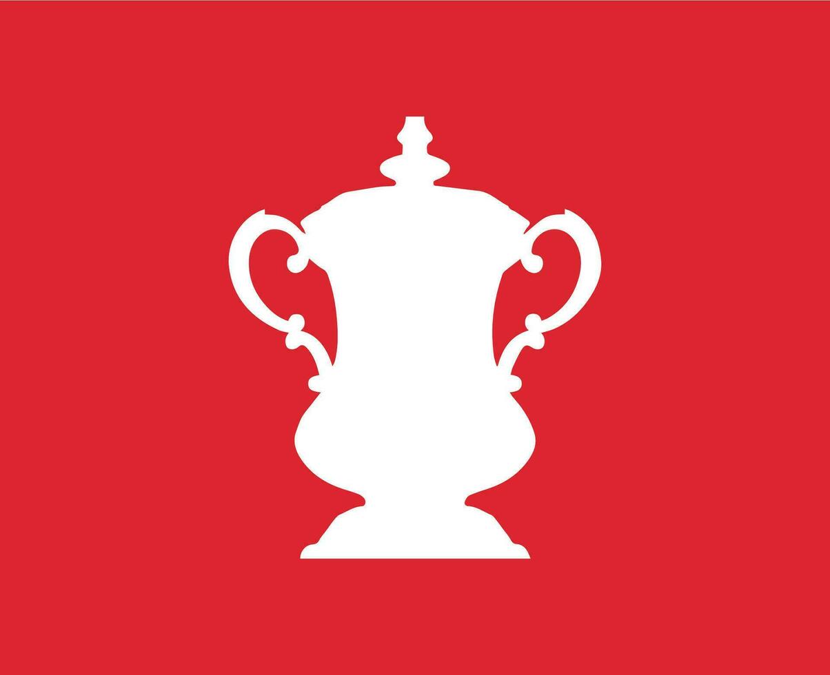 Emirates Fa Cup Trophy Logo White Symbol Abstract Design Vector Illustration With Red Background