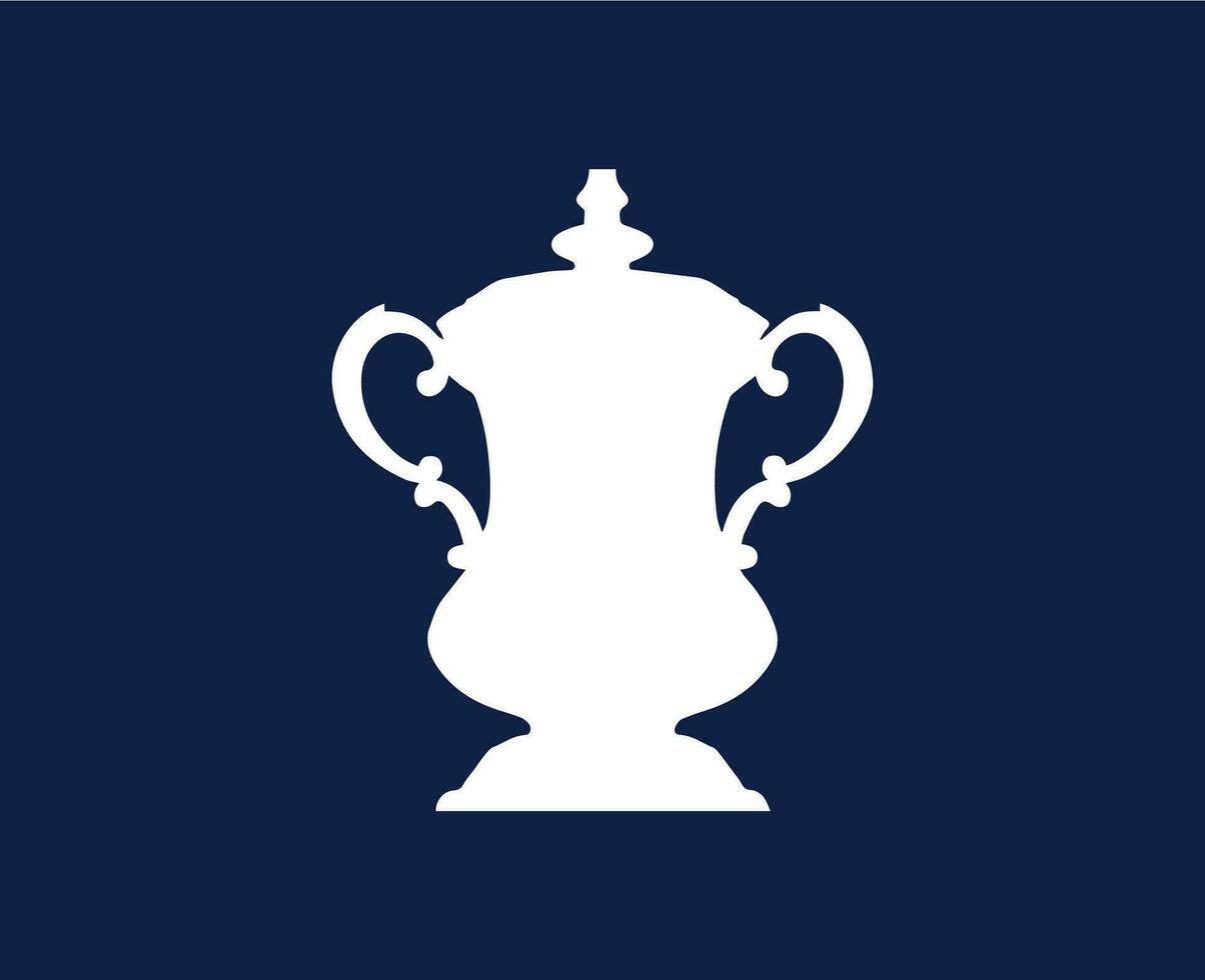 Emirates Fa Cup Trophy Logo White Symbol Abstract Design Vector Illustration With Blue Background