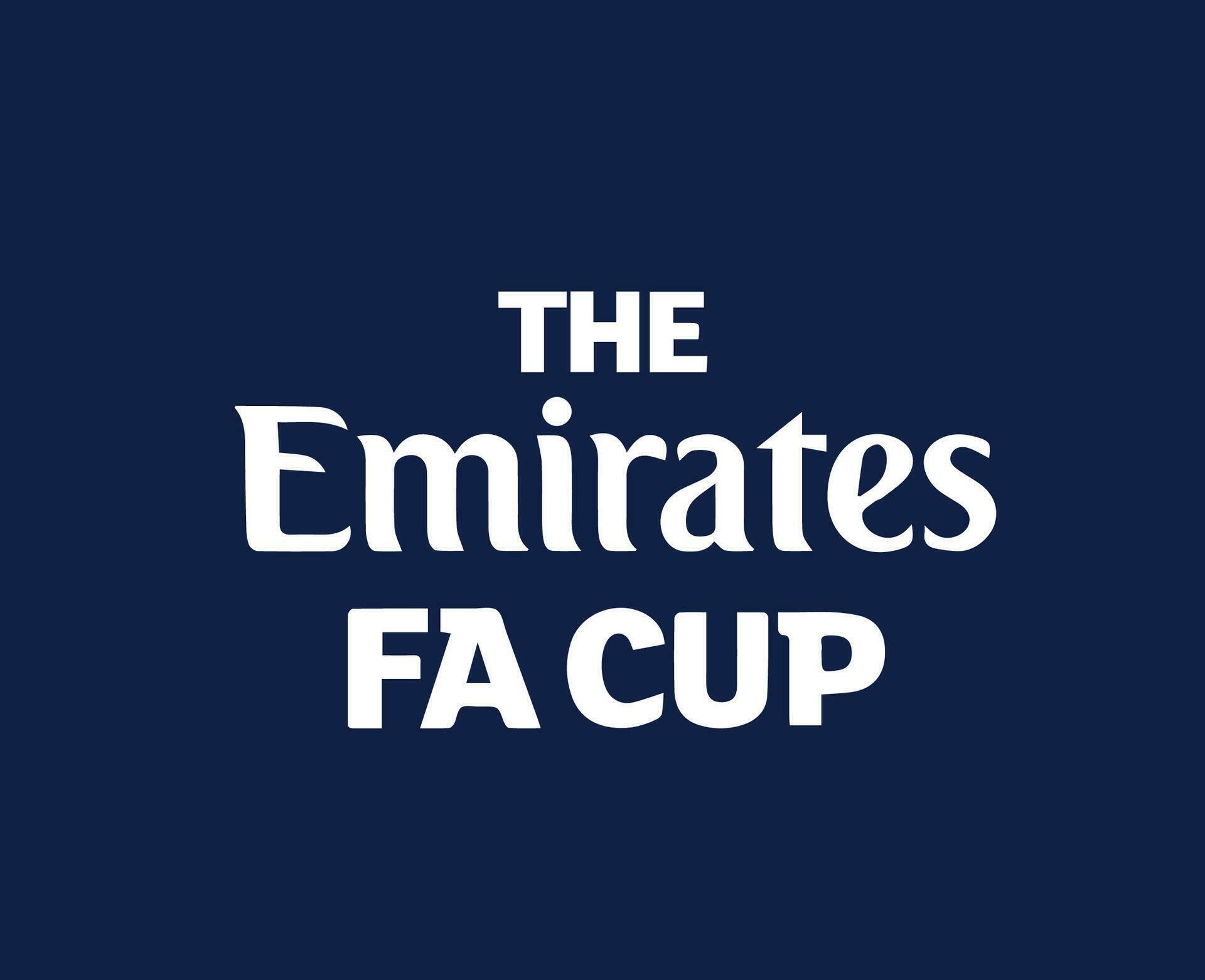 The Emirates Fa Cup Logo Name White Symbol Abstract Design Vector Illustration With Blue