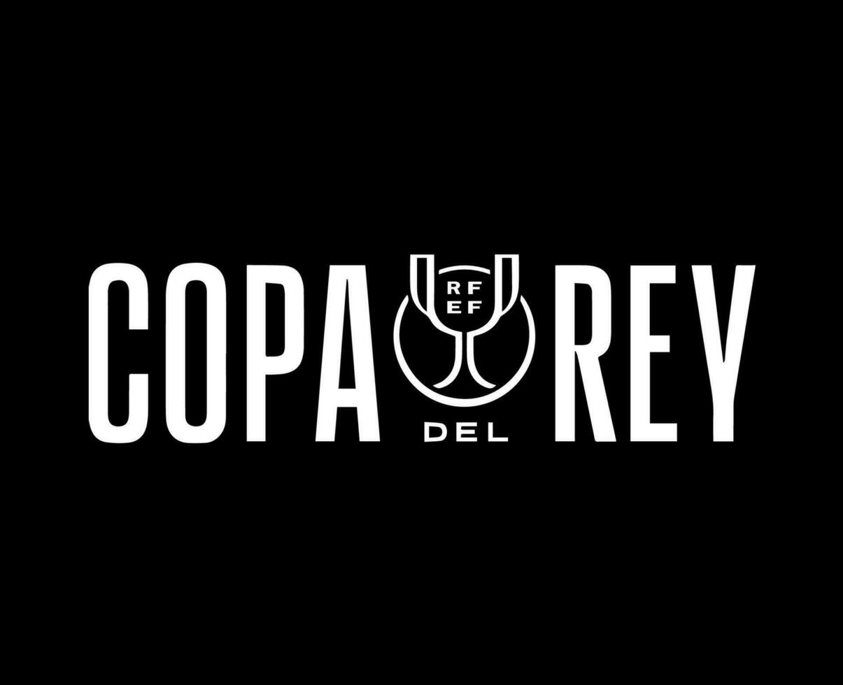 Copa Del Rey Symbol White Logo Abstract Design Vector Illustration With Black Background